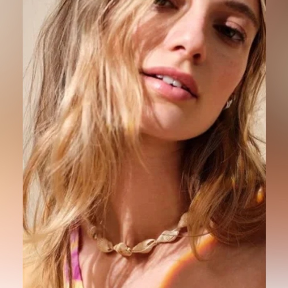 Free People NWT Heatwaves Choker in Top Shell Leather Suede Bohemian Chunky